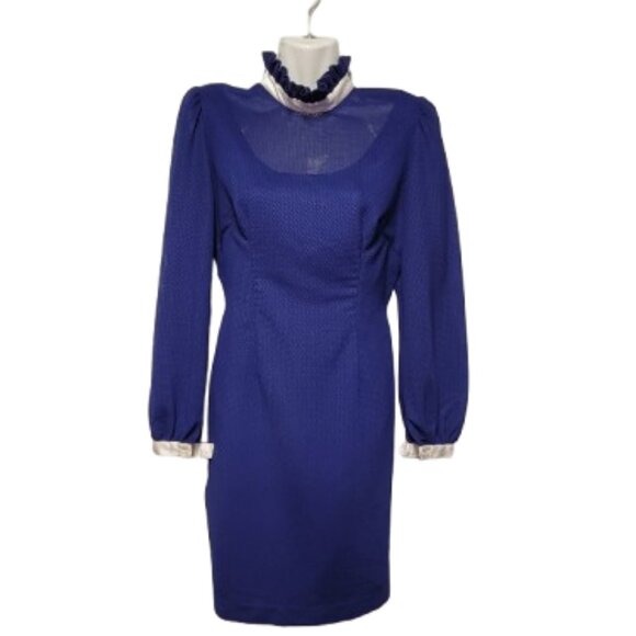 Blue Long Sleeved Dress Custom-Made Dress - Picture 1 of 16